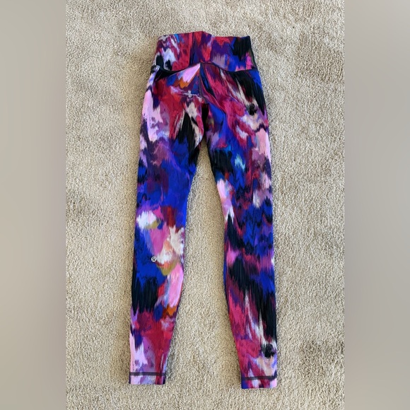 Lululemon Wunder Train HR Crop 23 Digital Current Pink Multi Leggings Size 4 - Picture 6 of 9